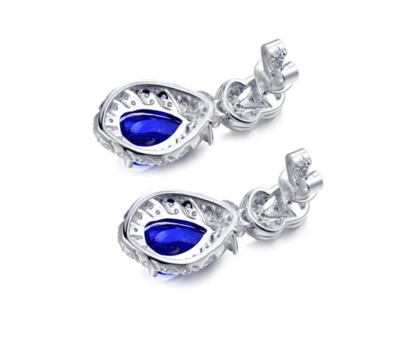Aretes de Oro Blanco con Tanzanita y Diamantes Naturales