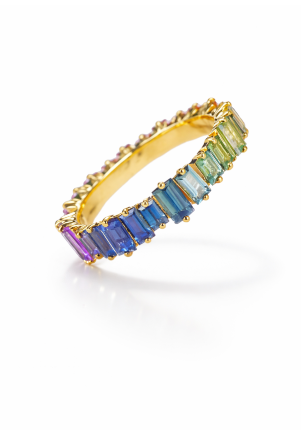 Anillo Arcoíris "Keshet" con Zafiros Naturales