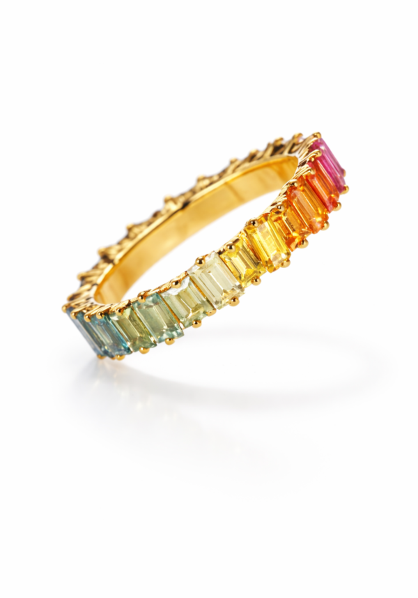 Anillo Arcoíris "Keshet" con Zafiros Naturales