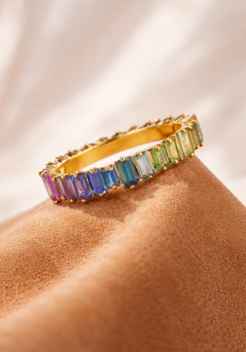 Anillo Arcoíris "Keshet" con Zafiros Naturales