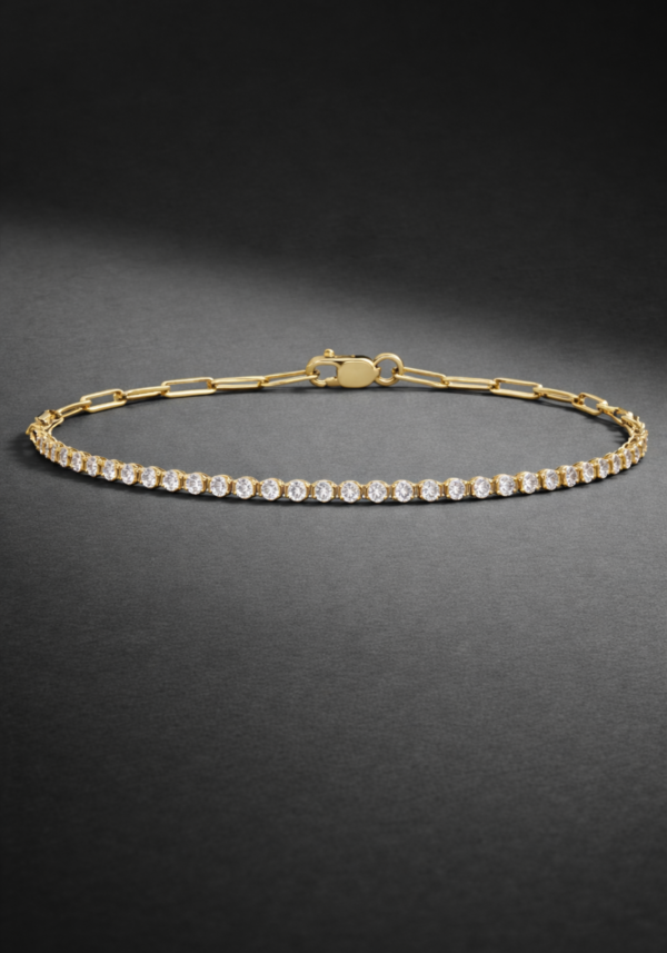 Brazalete "Hila" Tenis con Diamantes en Corte Redondo