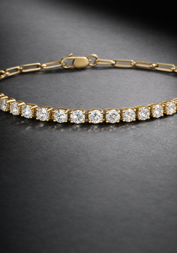 Brazalete "Hila" Tenis con Diamantes en Corte Redondo