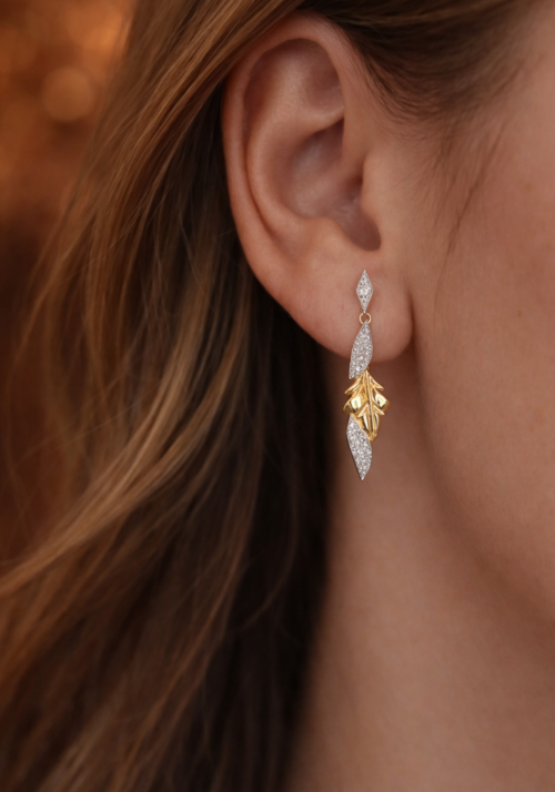 Pendientes "Ori" de Diamante en Corte Redondo