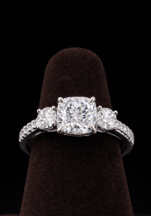 Anillo de Compromiso "Emí" en Corte Cushion