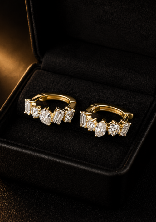 Pendientes en Oro 14K  "Yadíd" con Diamantes