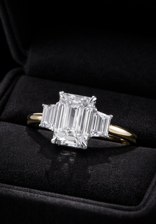 Anillo de Compromiso "Yafáh" en Corte Esmeralda