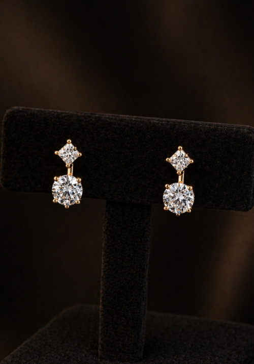 Pendientes de Oro 18K "Tzur" en Corte Redondo